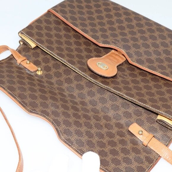 CELINE Macadam Canvas Shoulder Bag PVC Brown Gold Auth - Picture 10 of 16